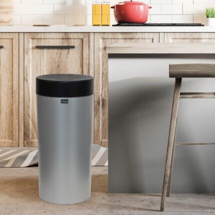 Κάδος απορριμμάτων DECO με inox υφή και παλλόμενο καπάκι