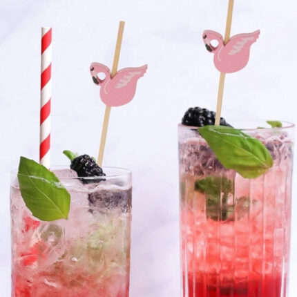 BAMBOO ΚΑΛΑΜΑΚΙΑ ΦΛΑΜΙΝΓΚΟ DOLPHIN ΓΙΑ COCΚTAIL – 100 ΤΕΜ